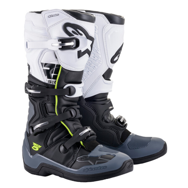 Alpinestars Tech 5 Motocross Boots Size 10 - Black/Dark Grey/White
