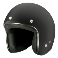 M2R 225 With Peak Open Face Motorcycle Helmet - Flat Black