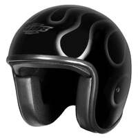M2R Flamed PC-5 Custom FG Open Face Motorcycle Helmet - Black
