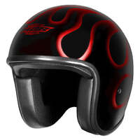 M2R Flamed PC-1 Custom FG Open Face Motorcycle Helmet X-Small - Red
