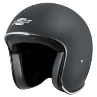 M2R Custom FG Open Face Motorcycle Helmet X-Small - Matt Black With Chrome Trim