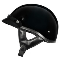M2R Rebel Shorty With Peak Open Face Motorcycle Helmet - Black
