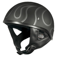 M2R Rebel Shorty Flamed PC-5F Open Face Motorcycle Helmet X-Small - Matt Black