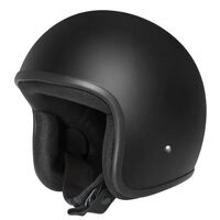 Drihm Base Open Face Road Motorcycle Helmet - Matte Black No Peak