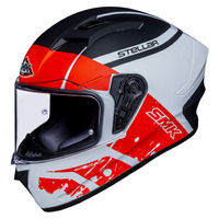 SMK Stellar Squad Motorcycle Helmet - White/Red/Black