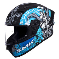 SMK Stellar Samurai Motorcycle Helmet (MA265) - Matte Black/Grey/Blue