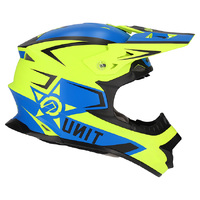 M2R EXO Unit Chaser PC-2F Motorcycle Helmet - Matte Blue/HVS Yellow