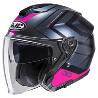 HJC I30 Open Face Zetra MC-8 Motorcycle Helmet - Black/Silver/Pink