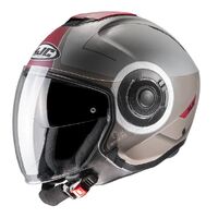 HJC I40 Panadi MC-1SF Open Face Motorcycle Helmet - Red/Khaki