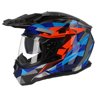 M2R Hybrid Poly PC-1 Motorcycle Full Face Helmet - Blue/Red/Black