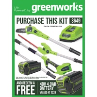 Greenworks 40V 2-in-1 Pole Saw and Hedge Trimmer 4.0Ah Set 1300607AU-Kit-4