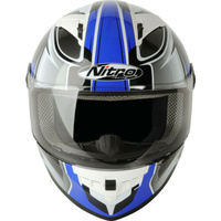 Nitro N2100 CYPHER BLACK-WHITE-BLUE Motorcycle Full Face Helmet- S