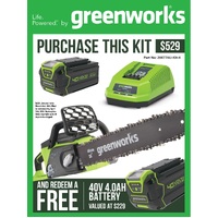 Greenworks Chainsaw  Single Port Charger With  4.OAH Battery  Set 20077AU-Kit-4
