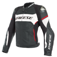 Dainese Racing 3 D-Air Perforated Motorcycle Leather Jacket - Black/White/Lava-Red