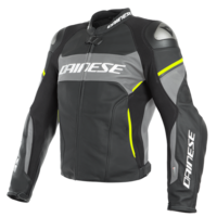 Dainese Racing 3 D-Air Perforated Motorcycle Jacket - Black-Matt/Charcoal-Gray/Fluo-Yellow
