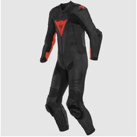 Dainese Laguna Seca 5 1PC Perforated Motocross Leather Suit - Black/Fluro Red