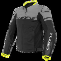Dainese Agile Leather Motorcycle Jacket Black-Matt/Charcoal-Grey/Black-Matt/54