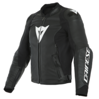 Dainese Sport Pro Perforated Leather Motorcycle  Jacket - Black/White
