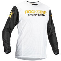 Fly Racing 2022.5 Kinetic Mesh Rockstar Motorcycle Jersey - White/Black/Gold