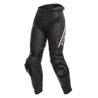 Dainese Delta 3 Lady Leather Motorcycle  Pants - Black/Black/White
