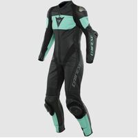 Dainese Imatra Lady 1-PC Perforated Leather Suit - Black/Acqua-Green 
