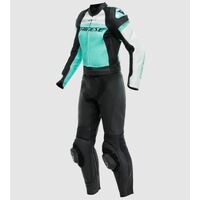 Dainese Mirage Lady Leather 2PC Racing Suit - Black/Acqua/Green 