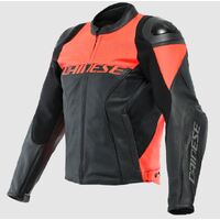 Dainese Racing 4 Leather Motorcycle  Jacket - Black/Fluo-Red