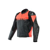 Dainese Racing 4 Perforated Leather Motorcycle  Jacket - Black/Fluo-Red