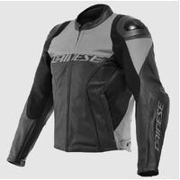 Dainese Racing 4 Perforated Leather Motorcycle  Jacket - Black/Charcoal-Gray