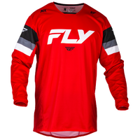 Fly Kinetic Prix 2024 Motorcycle  Racing Jersey  Red Grey White Small