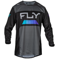 Fly Kinetic Motorcycle Jersey 2024 Reload Charcoal Black Blue Iridium Small