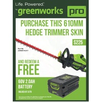 Greenworks 60V 610MM Hedge Trimmer Skin 2205807AUVT