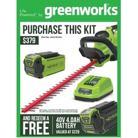 Greenworks 40V Hedge Trimmer 4.0AH Kit