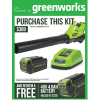 Greenworks 40V 4.0AH Garden Blower Kit 2400807AU-Kit-4