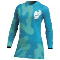 Thor Sector Women's Disguise Motorcycle Jersey - Teal/Aqua
