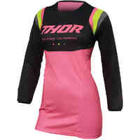 Thor Pulse Rev Ladies Motorcycle Jersey - Charcoal/Flo Pink