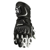 Argon Mission Leather Motorcycle Road Gloves - Black/White S