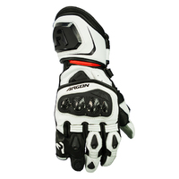 Argon Mission Leather Motorcycle Road Gloves - Black/Red Smalll