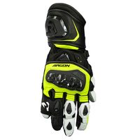 Argon Mission Leather Motorcycle Road Gloves - BlackWhite/Yellow S