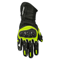 Argon Rush Leather Men Motorcycle On Road Gloves - Black/Lime S