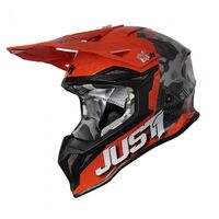 Just1 Kinetic Gloss J39 Motorcycle Helmet - Grey Camo/Fluro Orange