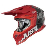 Just1 Kinetic J39 Motorcycle Helmet - Grey Camo/Red Matte 