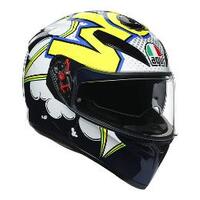 Agv K3 SV Bubble Motorcycles Helmet - Blue/White/Fluro Yellow