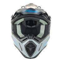 Nitro MX760 Off Road Motorcycle Helmet Satin Gunmetal/Blue Logo  Small