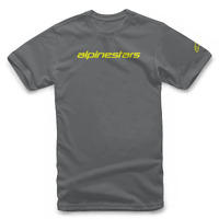 Alpinestar Linear Wordmark T-Shirt Charcoal Fluro Yellow 