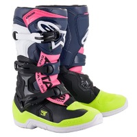 Alpinestars Youth Tech 3S V2 Motocross Boots - Black/Dark Blue/Pink