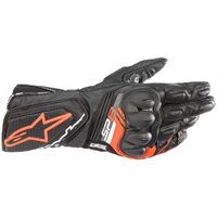 Alpinestars SP8 V3 Leather Motorcycle Gloves - Black/Red Fluro