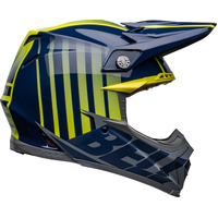 Bell Moto-9S Flex Sprint Helmet - Matt/Gloss Dark Blue/Hi-Viz-Yellow