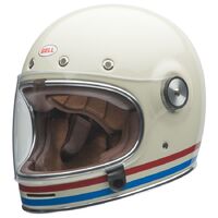 Bell Bullitt Stripes Motorcycle Helmet - Pearl White/Oxblood/Blue