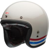 Bell Custom 500 Road Motorcycle Helmet Stripes Pearl Heritage White (Sm)